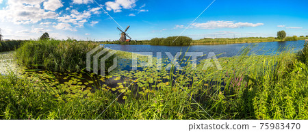 Windmills and canal in Kinderdijk Windmills and canal in Kinderdijk 75983470