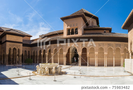 Court of Lions in Alhambra palace in Granada Court of Lions in Alhambra palace in Granada 75983482