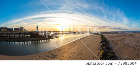 Wooden Pier and Lighthouse 75983604