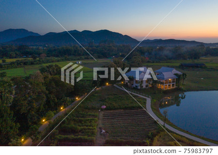 Aerial view at Mae On District, Chiang Mai. Aerial view at Mae On District, Chiang Mai. 75983797