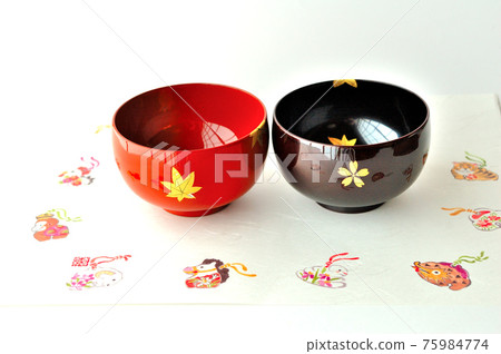 Lacquer ware couple soup bowl 75984774