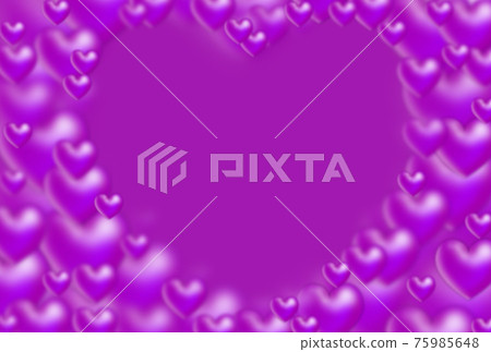 Valentine image material Heart-shaped frame made of large and small purple three-dimensional hearts Horizontal other colors available 75985648