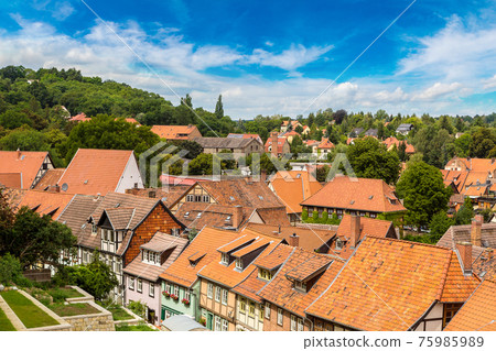 Panoramic view of Quedlinburg, Germany 75985989