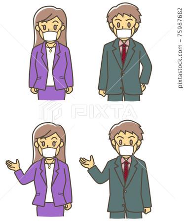 戴著面具的西裝的男人和女人 75987682