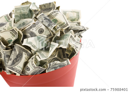 Dollars in Red Garbage Can Dollars in Red Garbage Can 75988401