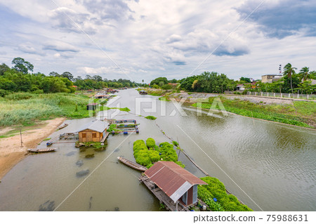 Sakae Krang River and home villages near the river at Uthai Thani Thailand 75988631