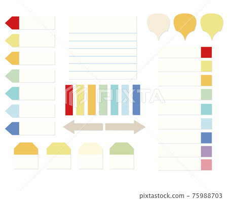 Vector illustration set of sticky notes of various shapes (without main line) Vector illustration set of sticky notes of various shapes (without main line) 75988703