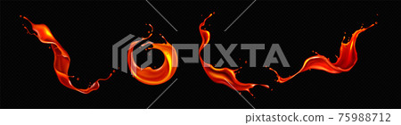 Vector realistic splashes of tomato juice or lava 75988712