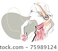 A woman staring at cold colors 75989124
