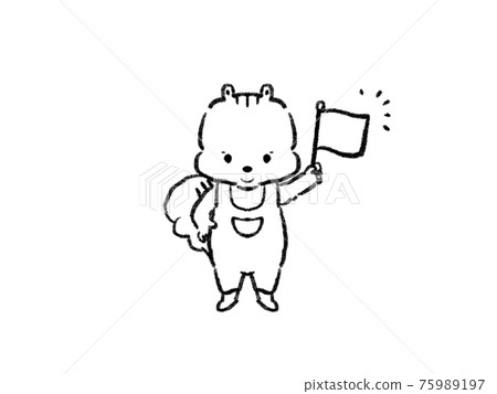 Flag waving squirrel illustration 75989197