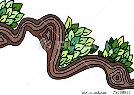 Eco style template. Green leaves and branches outline ornament. Natural sketch print. Vector illustration. Eco style template. Green leaves and branches outline ornament. Natural sketch print. Vector illustration. 75989851