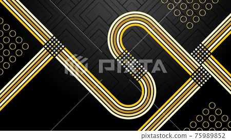 Black background with golden geometric line design vector illustration. Black background with golden geometric line design vector illustration. 75989852