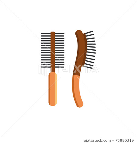 Brush for cleaning fur of cats or dogs flat vector illustration isolated. Brush for cleaning fur of cats or dogs flat vector illustration isolated. 75990319