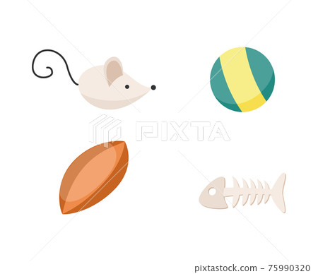 Cat toys - mouse, fish and balls, accessories for fun playing with animal pet. Cat toys - mouse, fish and balls, accessories for fun playing with animal pet. 75990320