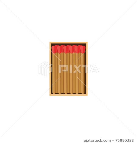 Safety wooden flammable matches in matchbox flat vector illustration isolated. Safety wooden flammable matches in matchbox flat vector illustration isolated. 75990388