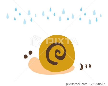可愛的蝸牛和雨夏（雨季）/手寫插圖 75990514