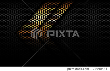 Abstract golden arrow shadow direction on black hexagon mesh design modern futuristic background vector illustration. 75990561