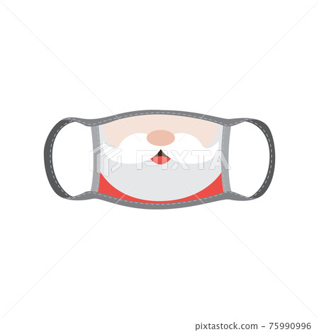 Face mask with Santas mustache and beard, flat vector illustration isolated. Face mask with Santas mustache and beard, flat vector illustration isolated. 75990996