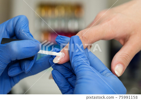 Process Hardware Manicure Close Up, Nail Service. Process Hardware Manicure Close Up, Nail Service. 75991158
