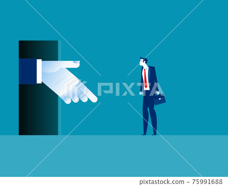 Big hands to invite the businessman to enter the door Big hands to invite the businessman to enter the door 75991688