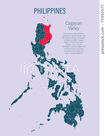 Philippines map and region Cagayan Valley, Asia 75992077