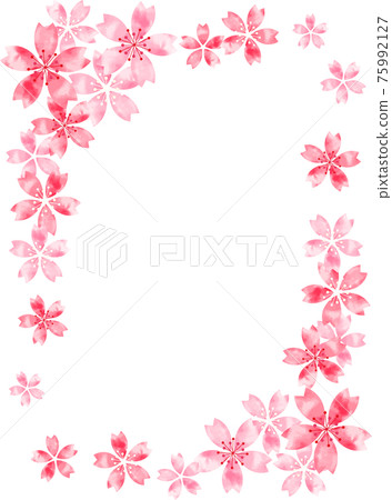 Watercolor style cherry blossom frame vertical 75992127