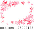 Watercolor style cherry blossom frame side 75992128