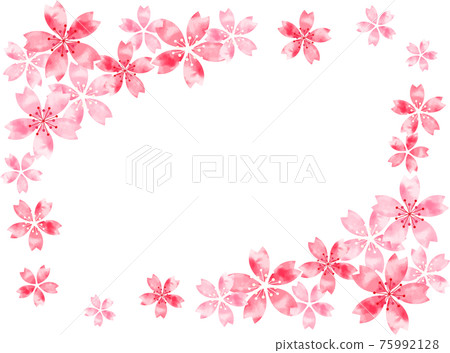 Watercolor style cherry blossom frame side Watercolor style cherry blossom frame side 75992128