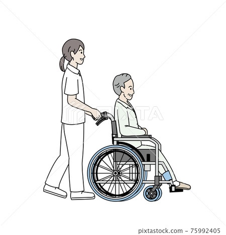 Wheelchair Pushing wheelchair Nurse Nursing... - Stock Illustration ...