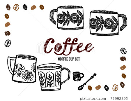 Hand-drawn illustration set of coffee cups of various designs. Hand-drawn illustration set of coffee cups of various designs. 75992895