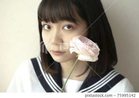 Girl in flower and sailor suit Girl in flower and sailor suit 75995142