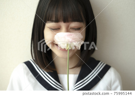 Girl in flower and sailor suit Girl in flower and sailor suit 75995144