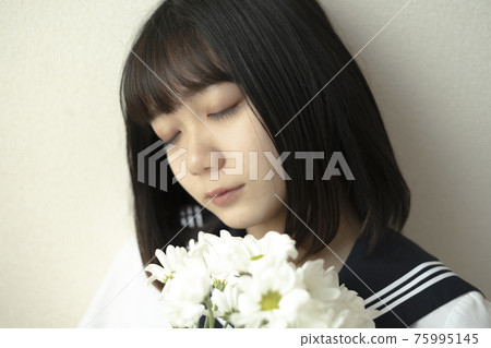Girl in flower and sailor suit Girl in flower and sailor suit 75995145