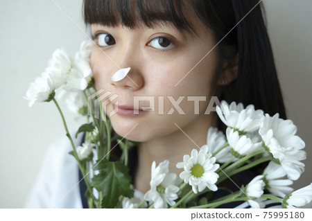 Girl in flower and sailor suit Girl in flower and sailor suit 75995180