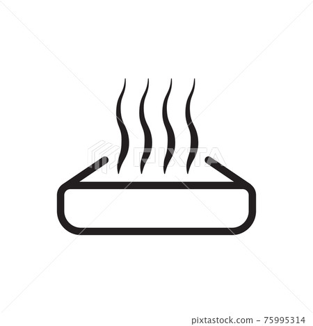 Warm up food icon vector. Preheat in microwave oven sign. Heating symbol with meal container and heat waves for your web site design, logo, app, UI. illustration 75995314
