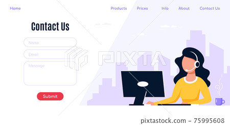 Contact Us web page design template in flat style Contact Us web page design template in flat style 75995608