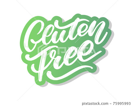 Gluten free label. Hand drawn brush lettering. Logo, badge template for healthy food stores and markets. Gluten free label. Hand drawn brush lettering. Logo, badge template for healthy food stores and markets. 75995993