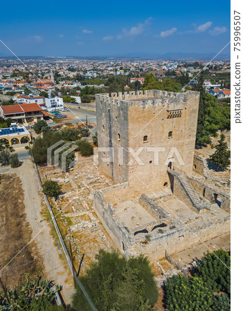Kolossi castle - Limassol Cyprus - aerial view Kolossi castle - Limassol Cyprus - aerial view 75996507