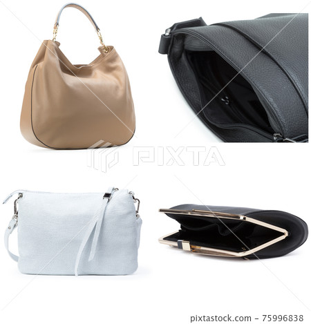 Collage of female handbags on white background Collage of female handbags on white background 75996838