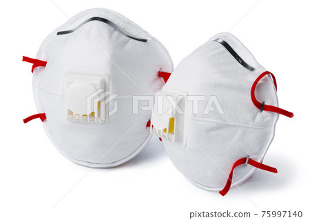 Medical protective mask isolated on white background 75997140