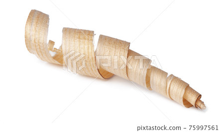 Wood shavings isolated on white background 75997561