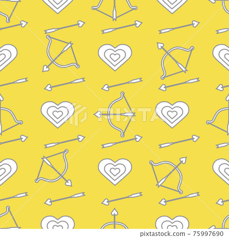 Seamless holiday pattern. Bow, arrows, hearts. Seamless holiday pattern. Bow, arrows, hearts. 75997690