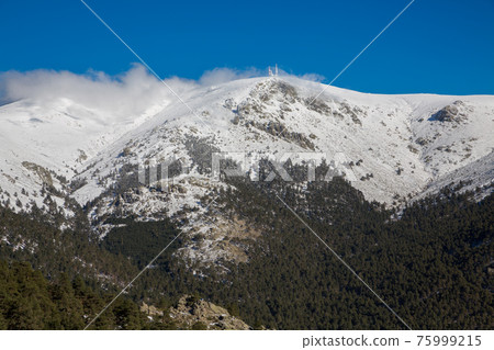 Snowy mountains and world ball 75999215