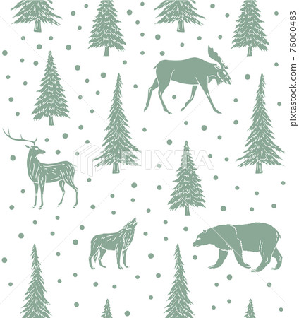 Vector seamless pattern of mint forest animal Vector seamless pattern of mint forest animal 76000483