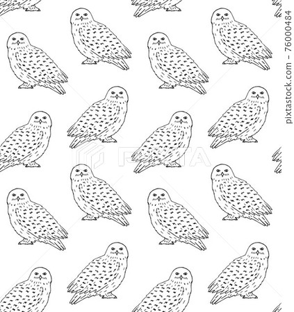 Vector seamless pattern of white polar snowy owl Vector seamless pattern of white polar snowy owl 76000484