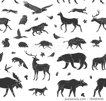 Vector seamless pattern of wild forest animal - Stock Illustration ...