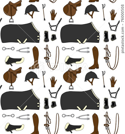 Vector seamless pattern of horse riding equipment Vector seamless pattern of horse riding equipment 76000508