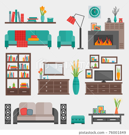 Flat Furniture Interior Icon Set - Stock Illustration [76001849] - PIXTA