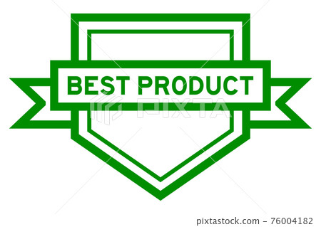 Pentagon vintage label banner in green color with word best product on white background 76004182