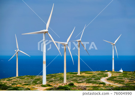 Wind generator turbines. Crete island, Greece 76004990